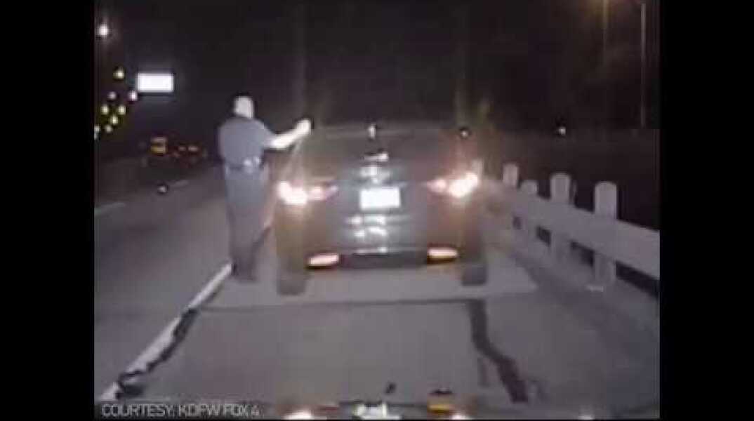DASHCAM: Moment suspected drunk driver slams into police officer in US (GRAPHIC)