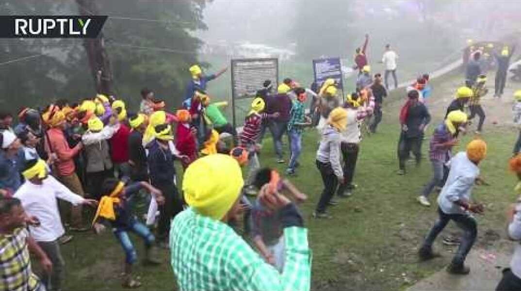 Festive fighting: Indian village celebrates traditional holiday with a good brawl