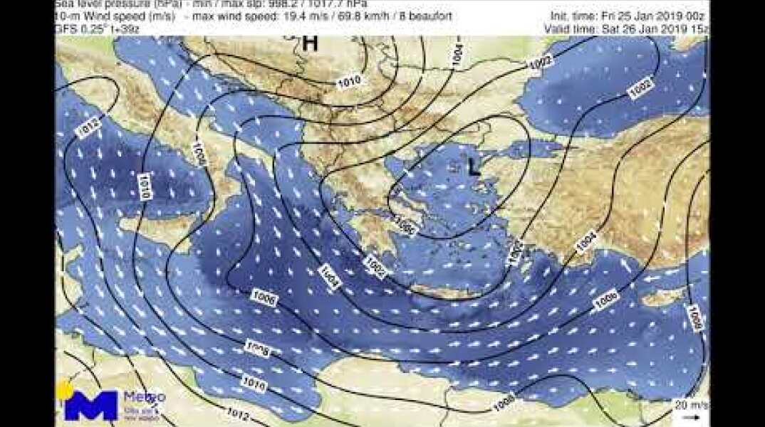 Meteo.gr: "Φοίβος": Κίνηση χαμηλού & υετός. Παρασκευή 25/01 - Σάββατο 26/01  2019