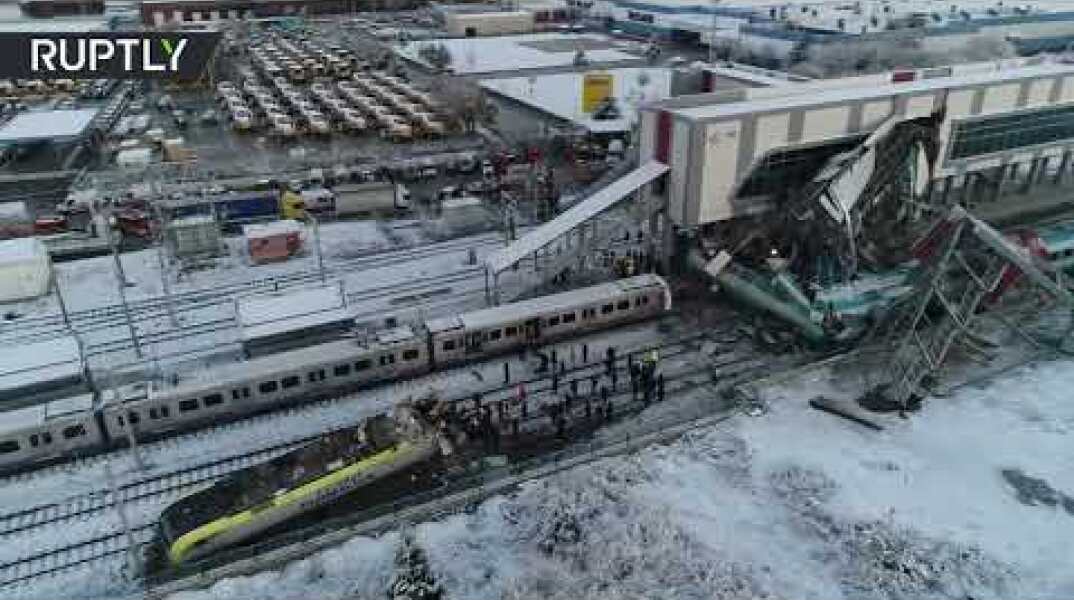 Drone footage: Turkish train crashes in Ankara, at least 9 dead