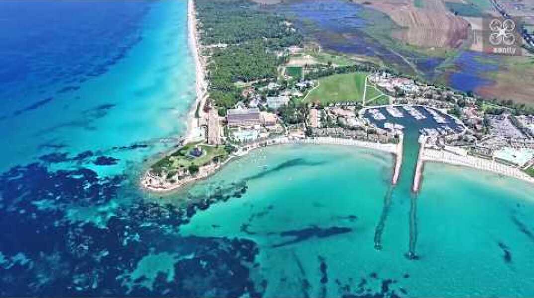 Πεντάστερα ξενοδοχεία και μαρίνες σκαμμένες στην ξηρά - Σάνη Χαλκιδικής Sani Greece Drone