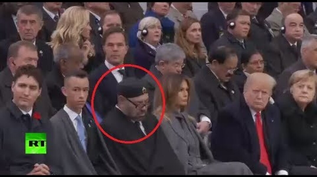 Moroccan king power naps during Macron’s WWI centenary speech