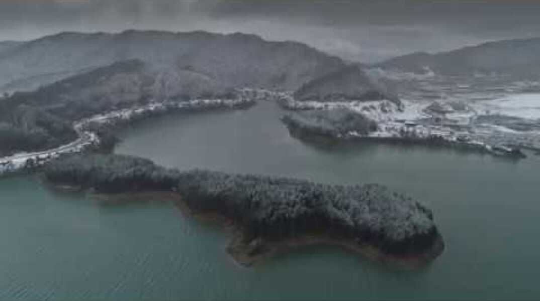 Aoos Springs, Lake with snow 4K - Epirus - Greece | Phantom 4 Pro