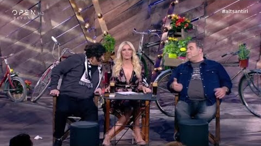 Η Κατερίνα Καινούργιου παρέα με τους Δημήτρη Σταρόβα & Λάκη Λαζόπουλο στο Αλ Τσαντίρι Νιουζ 16/4/19