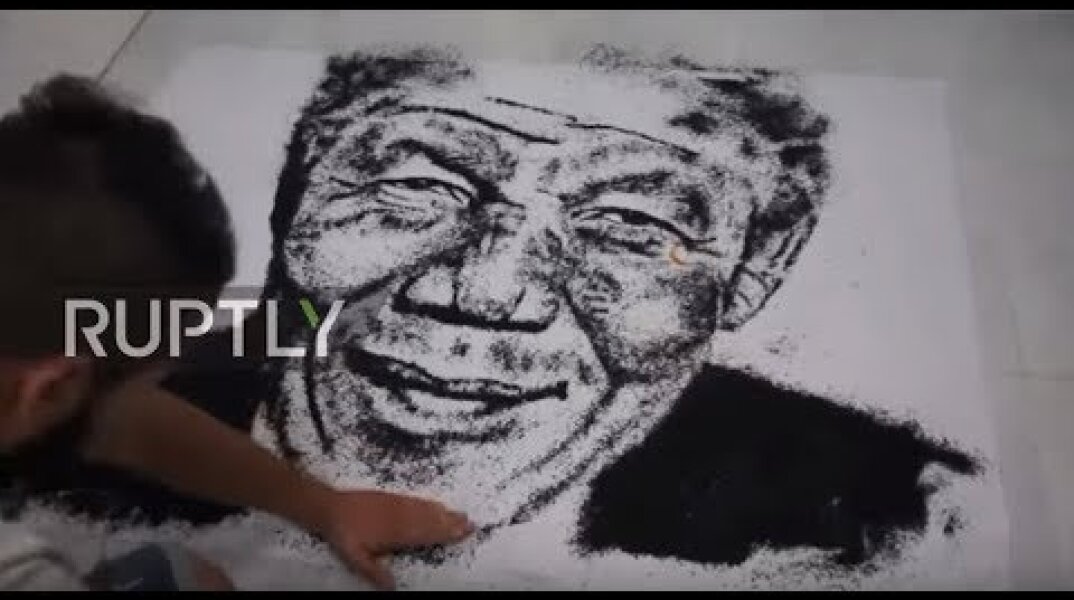 Algerian artist uses coffee, salt and coal to create celebrity drawings *TIMELAPSE*