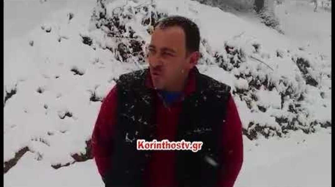 Ξεπέρασε τους 20 πόντους το χιόνι στην Καστανιά Κορινθίας