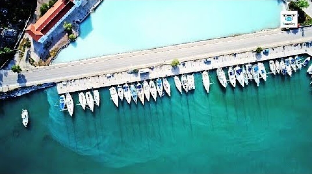 Η ελληνική ηφαιστειακή πισίνα από θειάφι που χύνεται στη θάλασσα -Μέθανα Methana Drone