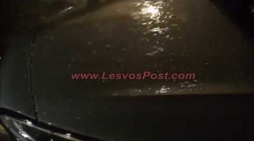 Χαλαζόπτωση στην Μυτιλήνη ΩΡΑ 21:00 28-11-16