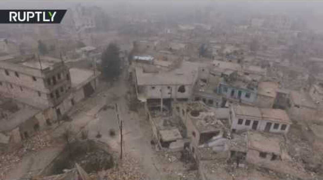 Drone footage captures devastation of east Aleppo