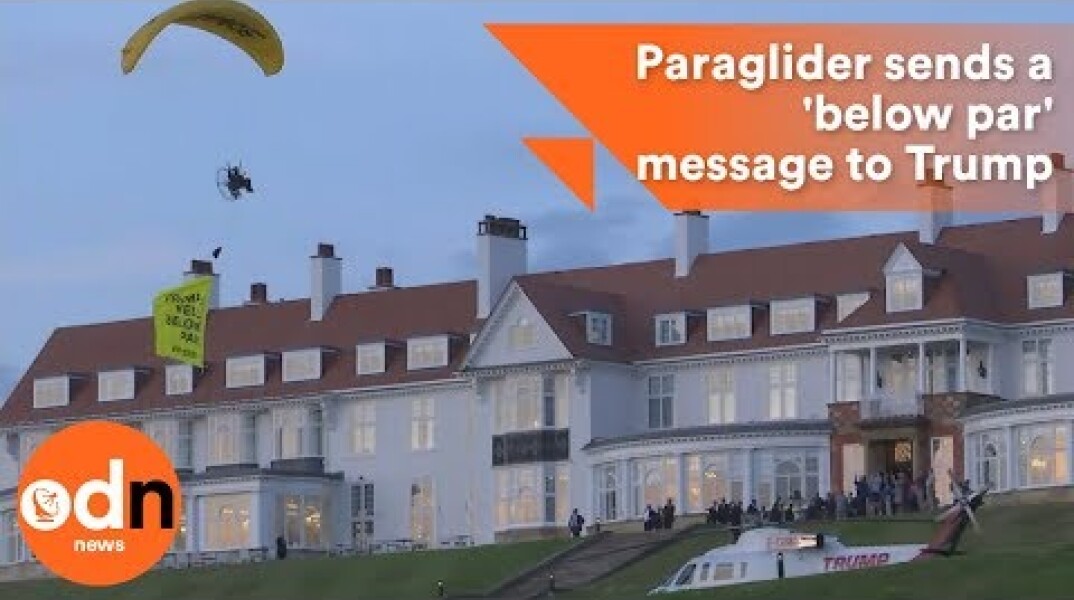 Paraglider sends a 'below par' message to Trump