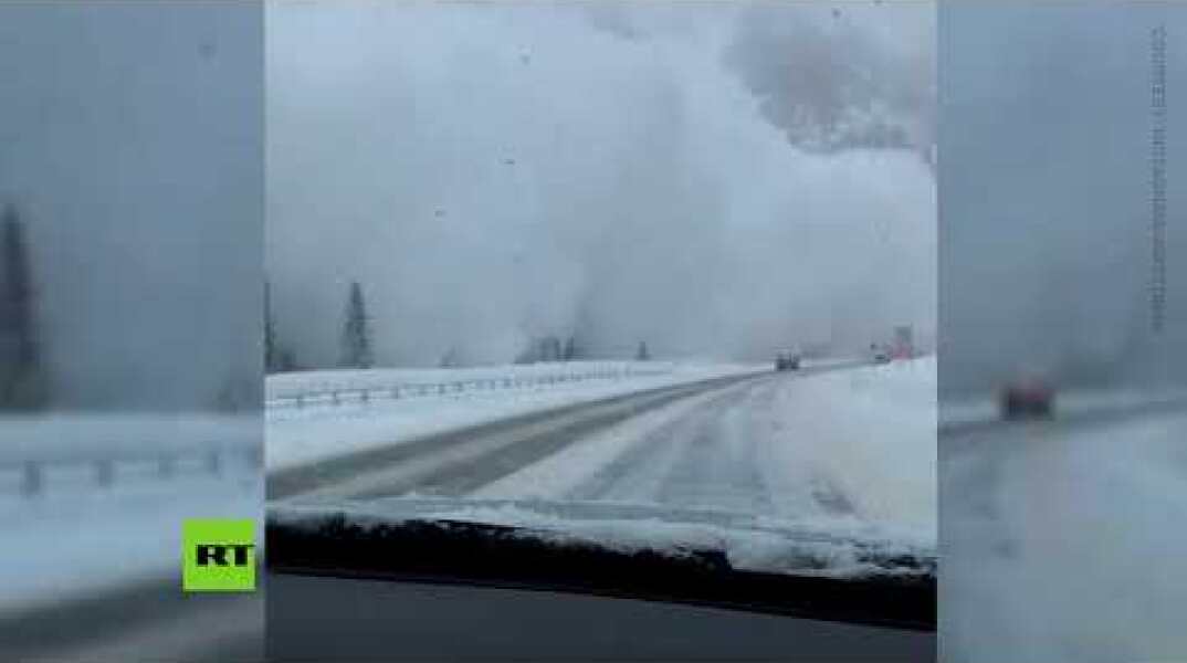 Moment massive avalanche blocks Colorado road caught on dashcam