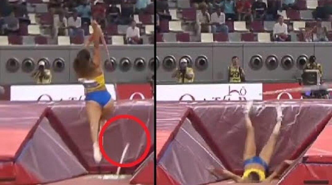 Angelica Bengtsson's pole vault breaks