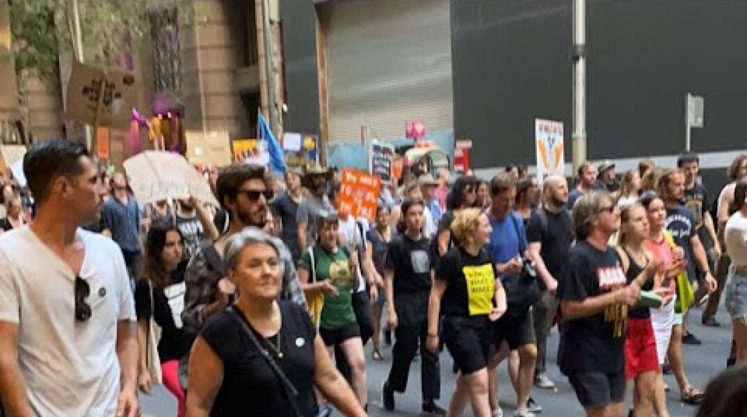 Live protests against the Australian government in Sydney, Australia