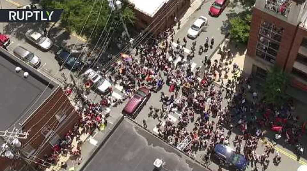 RAW: Drone catches moment of deadly car rampage in Charlottesville