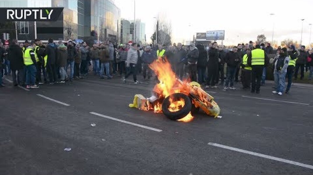 Taxi-drivers’ protest in Madrid turns violent, number of demonstrators arrested