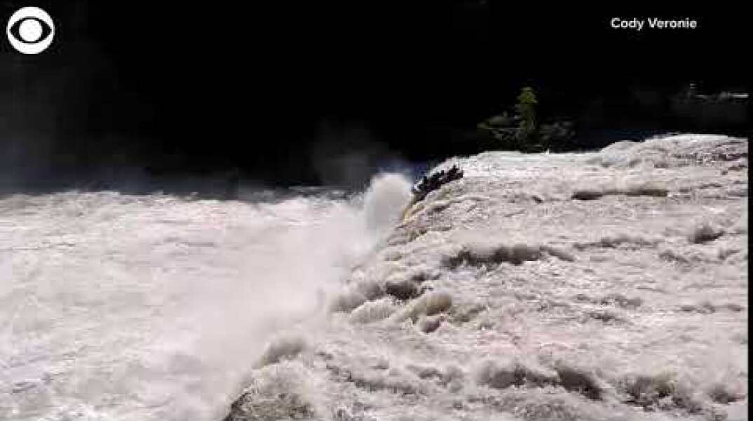Video shows raft go over a waterfall in Ohiopyle State Park