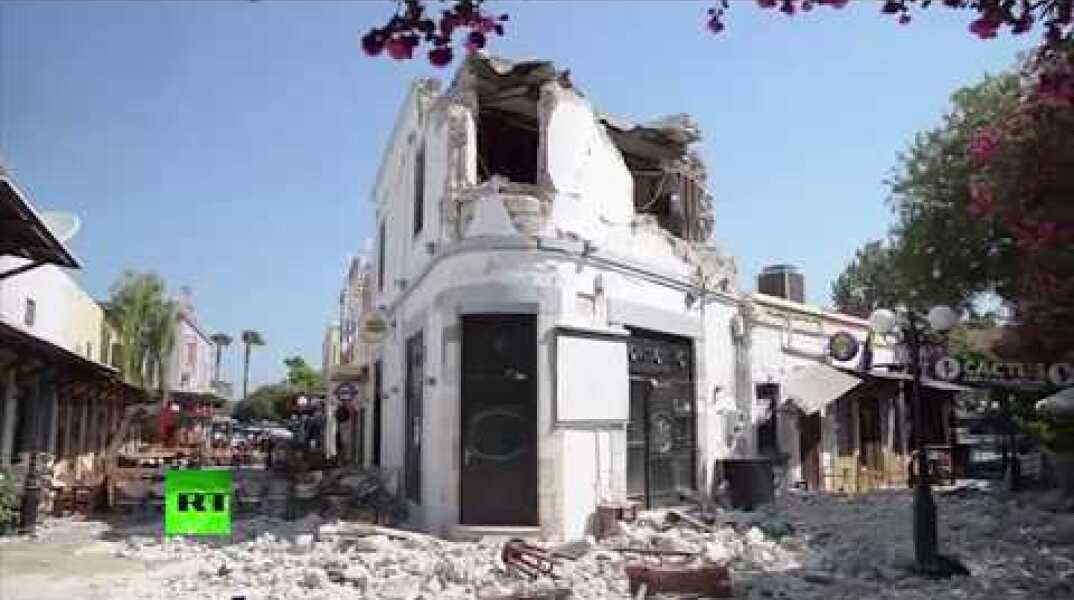 Drone shows earthquake damage on island of Kos