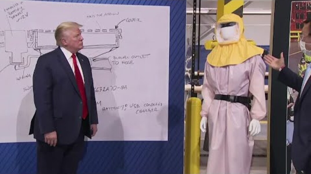 Trump visits Ford plant in Michigan, leaves mask off for cameras