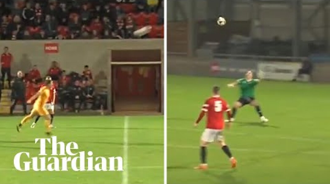 'Oh my god': Bizarre moment player scores header from own half