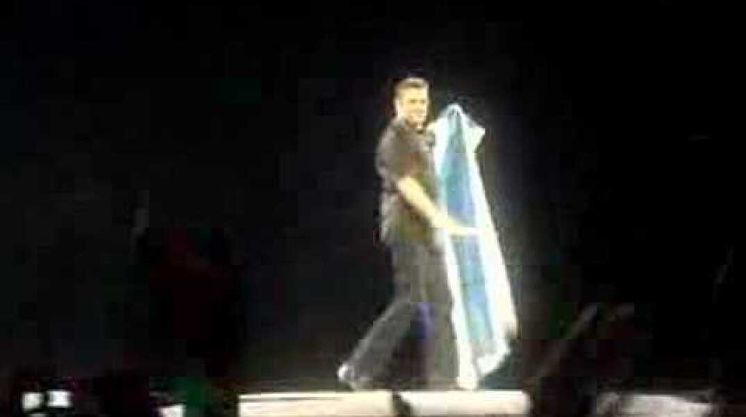 George Michael in athens (with greek flag)