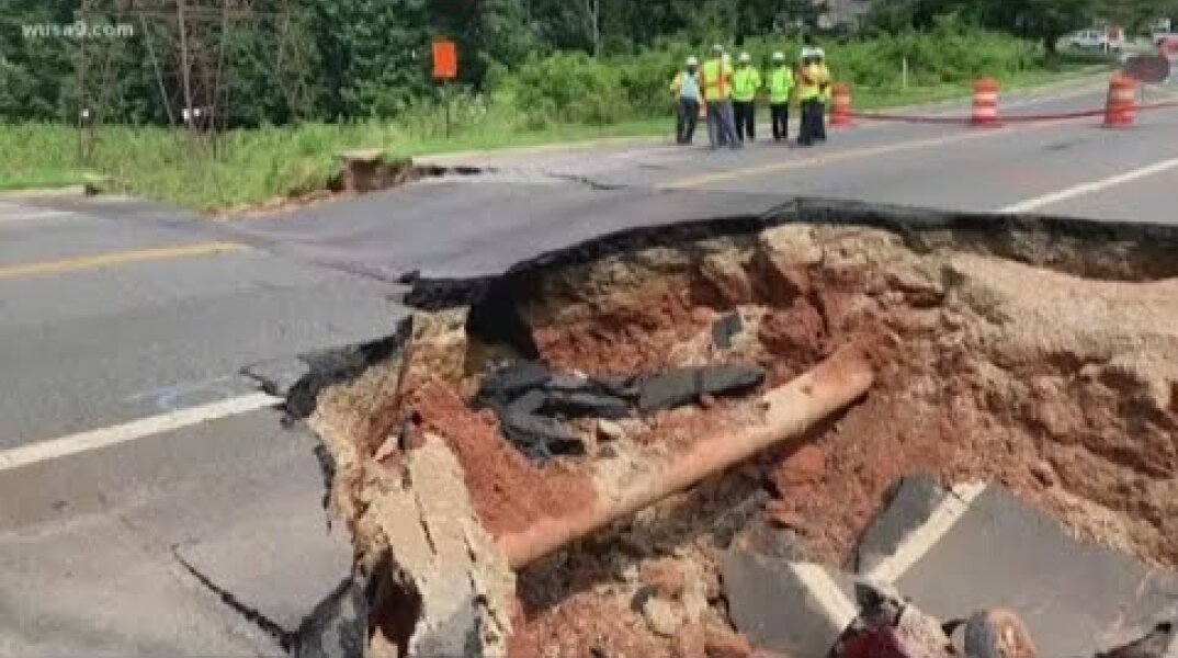 Large sinkhole in Woodbridge, Va.