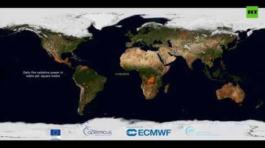 Map of fires across the world in 2019