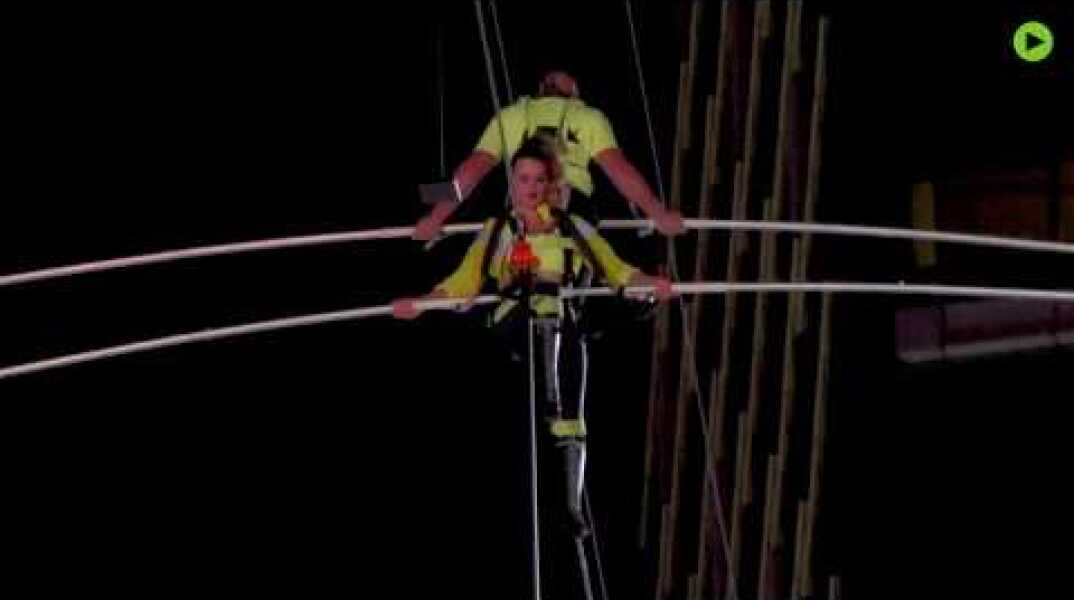 Breathtaking: Wallenda siblings complete 1,300ft-walk between two 25-storey Times Square skyscrapers