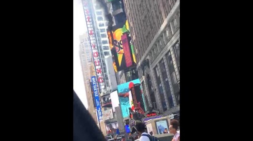 Times Square Billboard On Fire