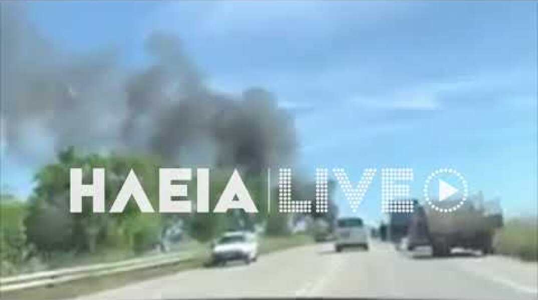 ilialive.gr - Στις φλόγες νταλίκα στην Πατρών - Πύργου