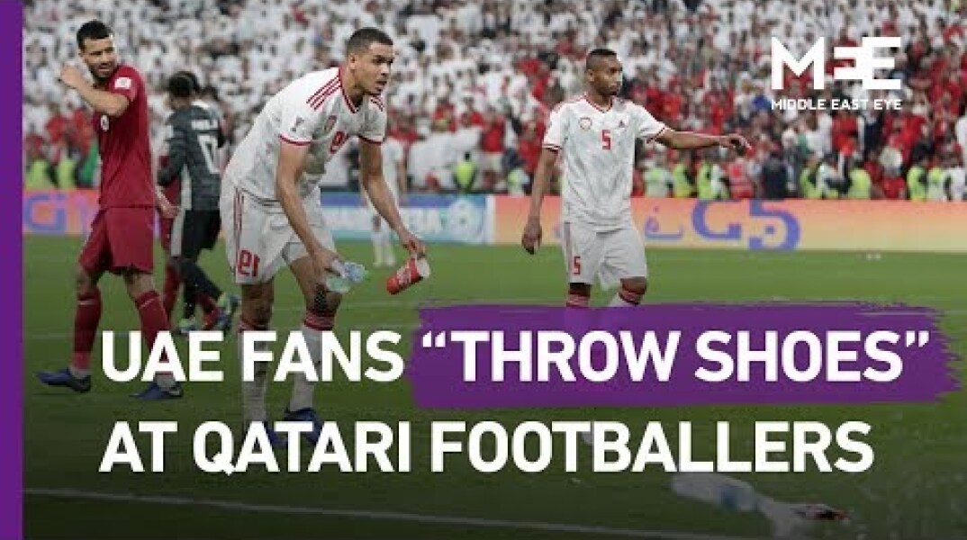 UAE football fans throw shoes at Qatari football players