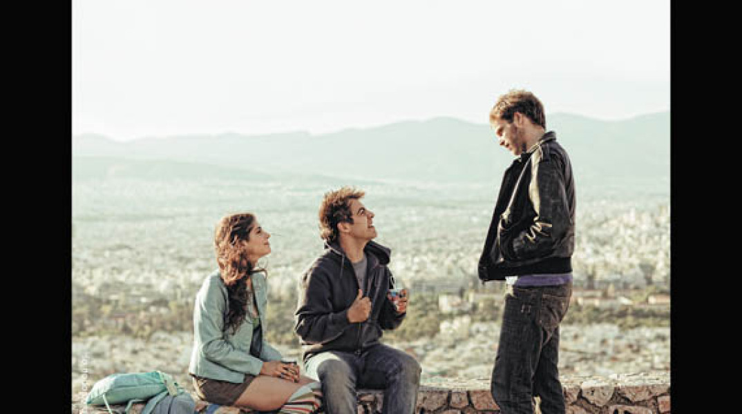 Γύρισμα στον Λυκαβηττό με τους 3 πρωταγωνιστές της ταινίας, Όμηρο Πουλάκη, Προμηθέα Αλειφερόπουλο, Ηρώ Μπέζου