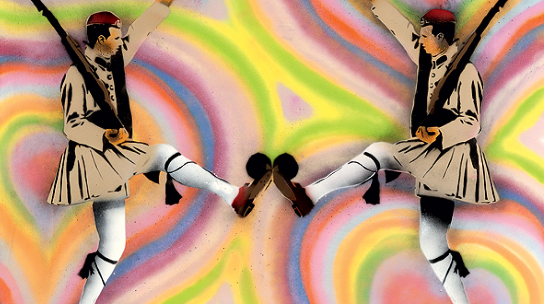 Με ελληνική σφραγίδα. Έργο του J. Lio από την έκθεση "Urban art" (2009)