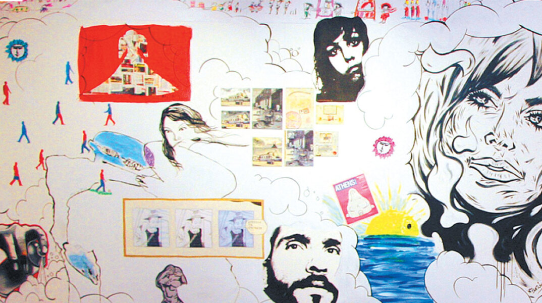 Λεπτομέρεια από το συλλογικό έργο που ζωγράφισαν όλοι οι καλλιτέχνες της φετινής έκθεσης.