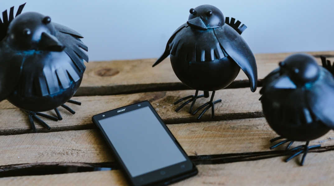 kaboompics_little_black_plastic_birds_with_a_smartphone_on_a_shelf.jpg