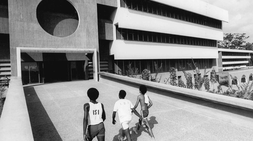 Moving away: Arieh Sharon and Eldar Sharon, University of Ife (Obafemi Awolowo University), Ile-Ife, Osun, Nigeria, late 1960s  Yael Aloni Collection