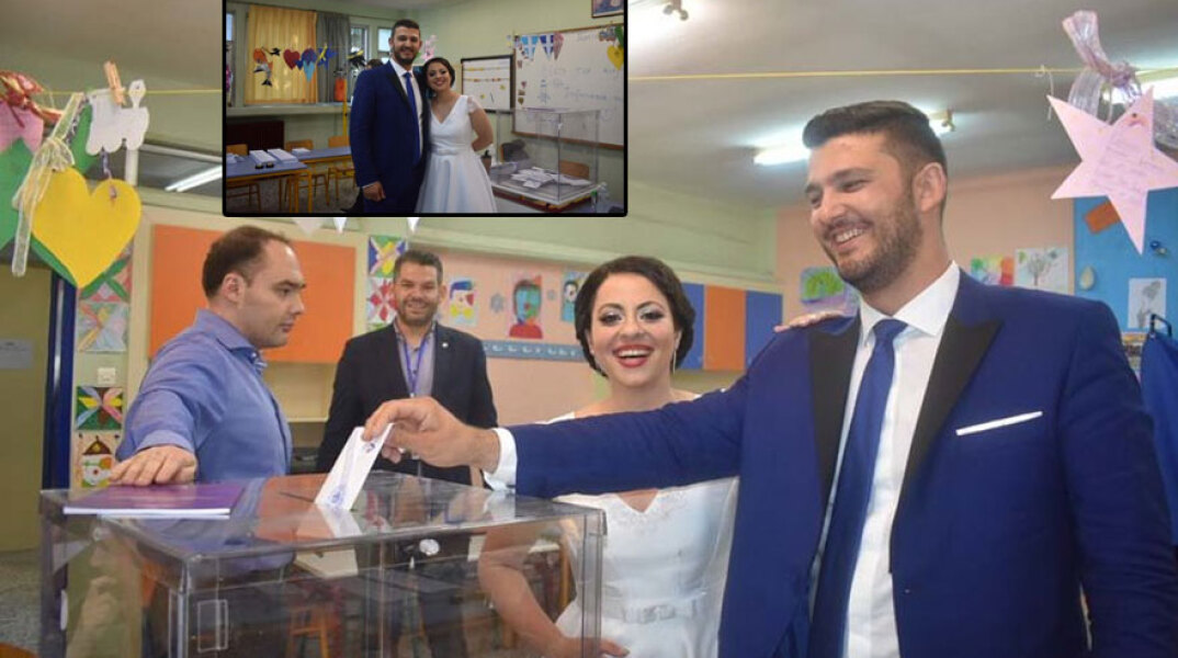 Νεόνυμφοι ψήφισαν στη Λάρισα μετά το γαμήλιο γλέντι