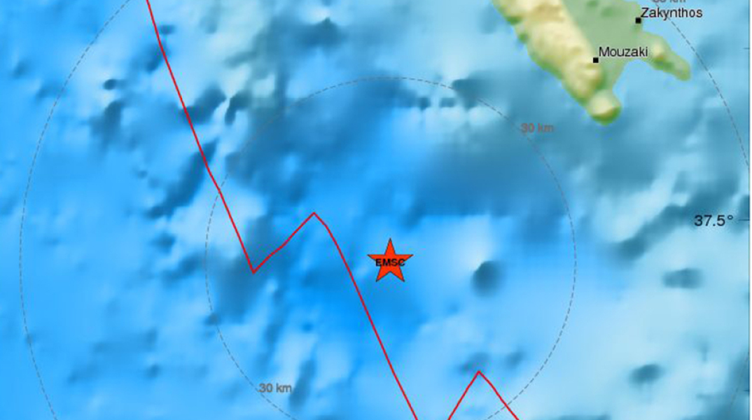 Σεισμός 4,2 Ρίχτερ ανοιχτά της Ζακύνθου