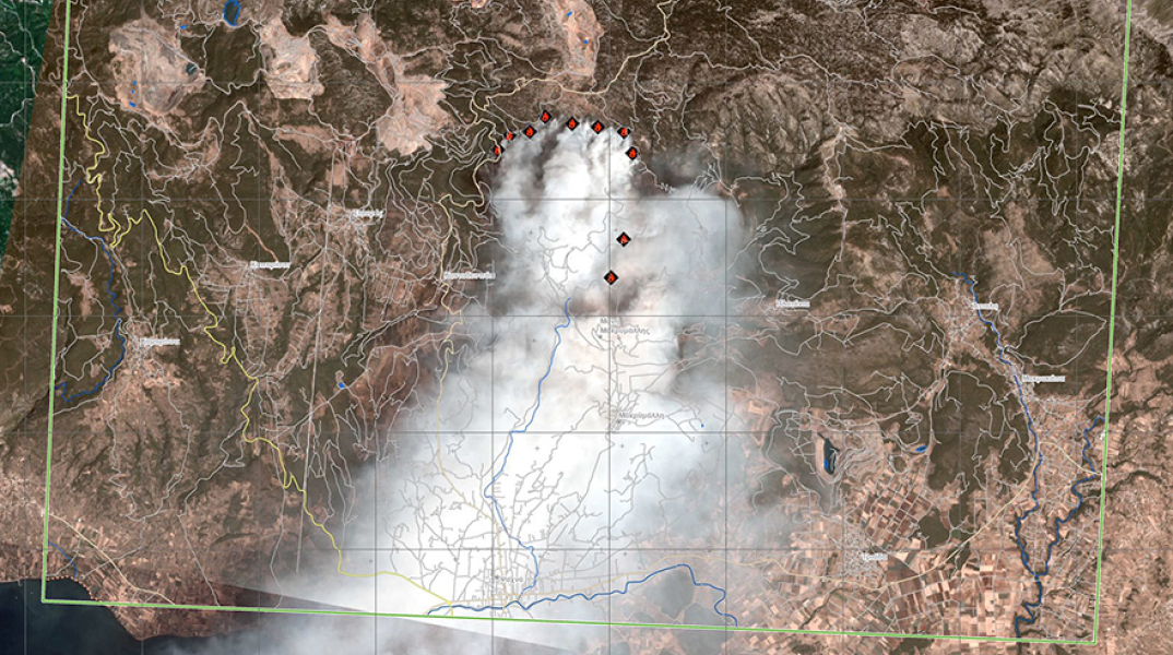 Δορυφορική εικόνα της φωτιάς στην Εύβοια