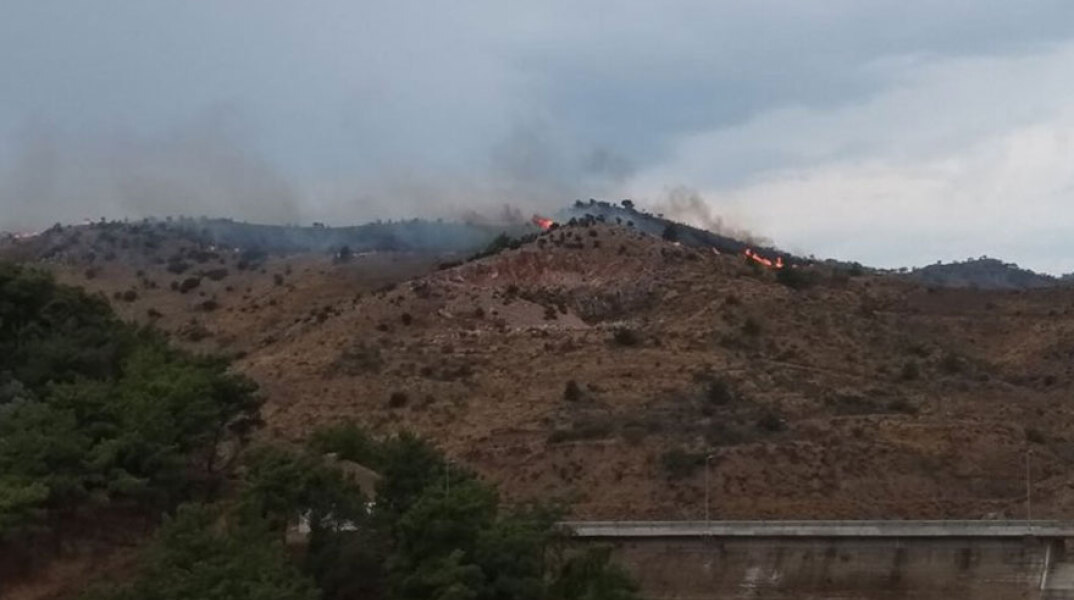 Στις φλόγες ορεινή έκταση στη Χίο