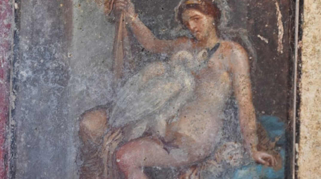 Νωπογραφία Λήδας και Δία στην Πομπηία 
