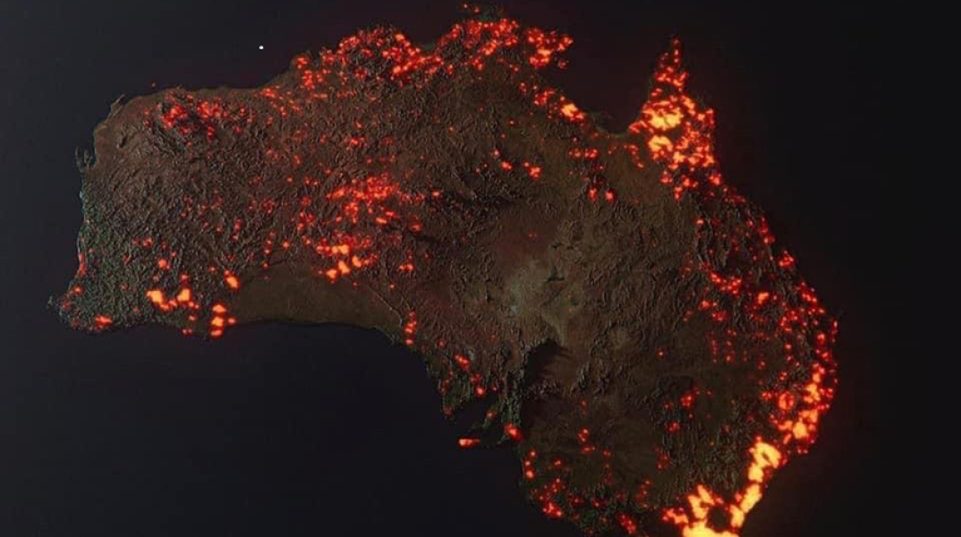 Δορυφορική λήψη των πυρκαγιών στην Αυστραλία 