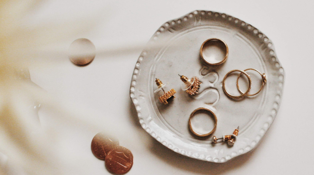 gold-colored jewelries
