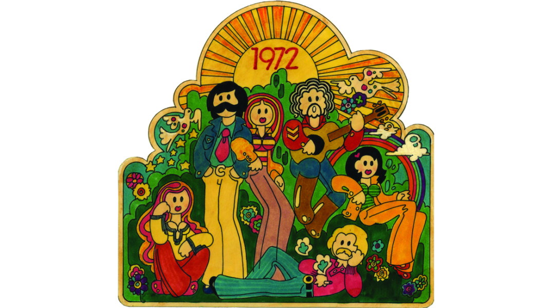 Κάρτα εορτών του Στέργιου Δελιαλή (1972). Από το βιβλίο «Αθηναϊκό Underground» (εκδ. ATHENS VOICE Books). 