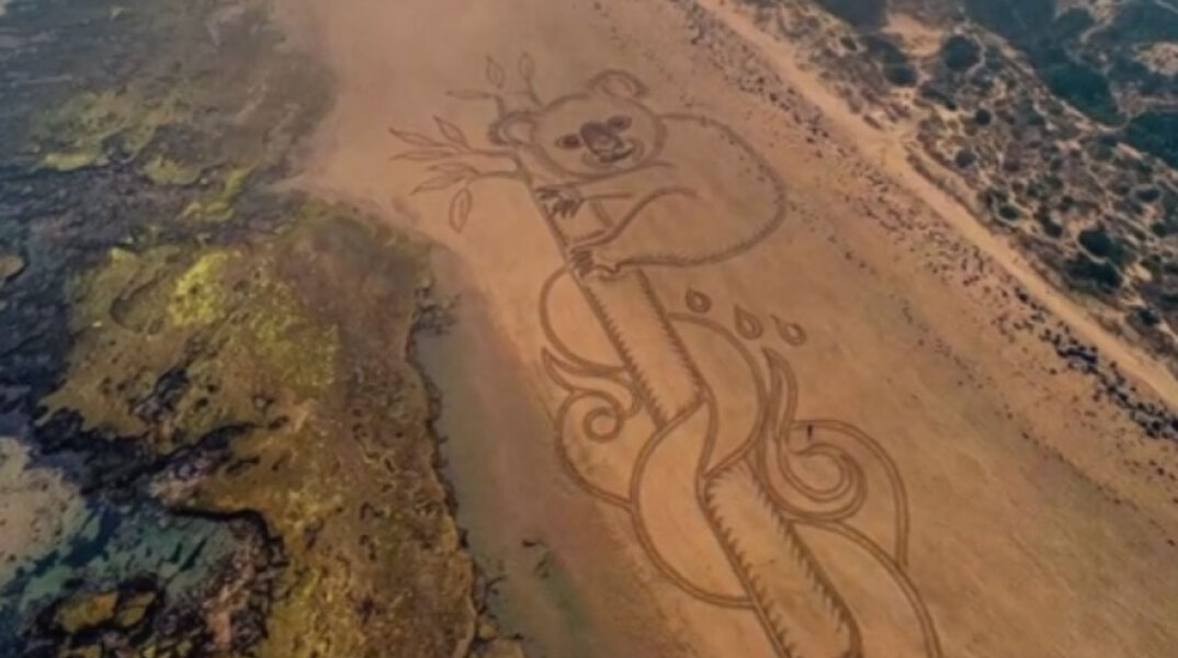 Αυστραλία: Έφτιαξε ένα γιγάντιο κοάλα στην άμμο για εκείνα που κάηκαν στις φλόγες
