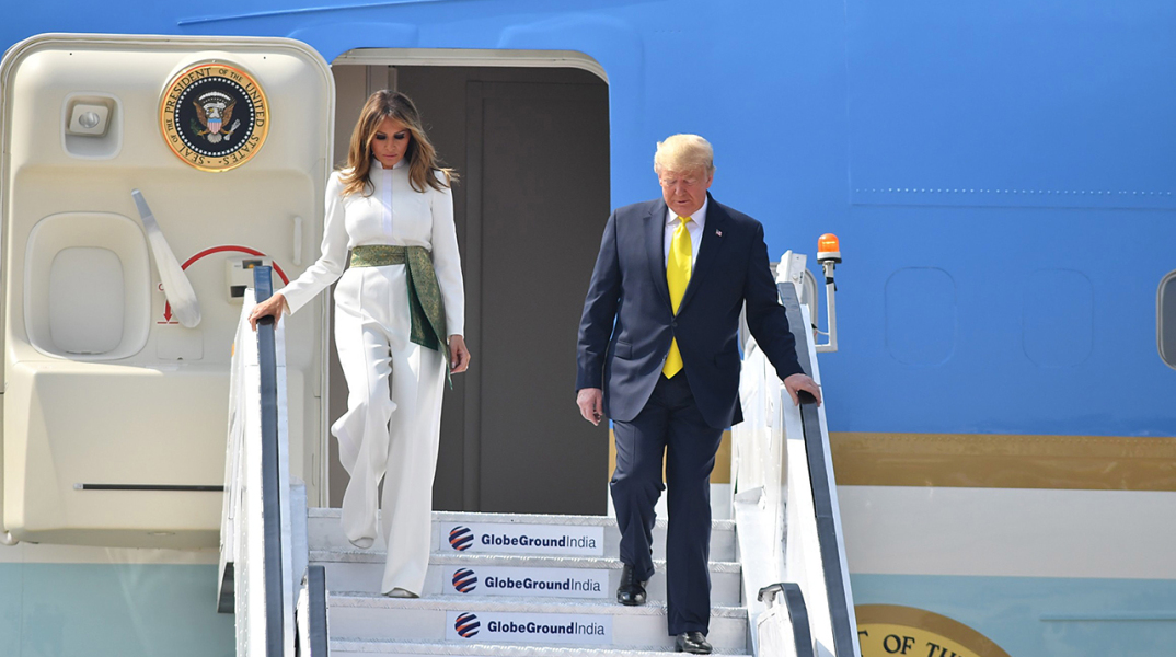 Η άφιξη της Μελάνιας και του Ντόναλντ Τραμπ στην Ινδία
