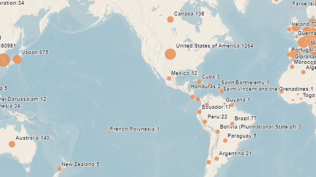 Ο παγκόσμιος χάρτης της Google για τον κορωνοϊό