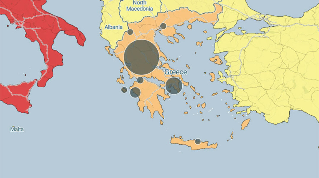 Διαδραστικός χάρτης για την εξάπλωση του κορωνοϊού στην Ελλάδα και τον κόσμο