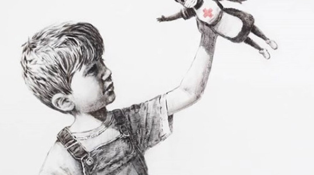 Το έργο του Banksy για τον κορωνοϊό: Ένα παιδί επιλέγει για σούπερ ήρωα μια Βρετανίδα νοσηλεύτρια
