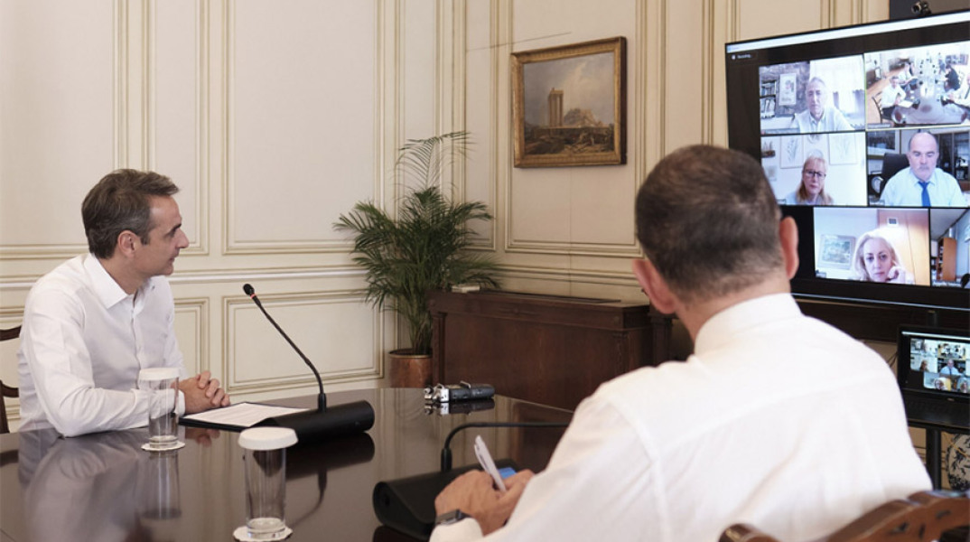 Κυριάκος Μητσοτάκης - Τηλεδιάσκεψη με κοινωνικούς εταίρους