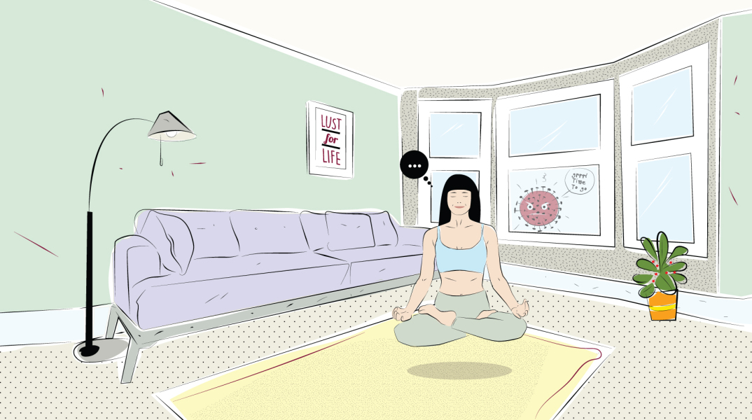 Σκίτσο με κορίτσι που κάνει yoga